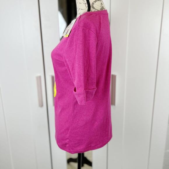 Ellen Tracy Luxurious Pima Cotton Elbow Sleeve Top in Raspberry Heather - Picture 3 of 7